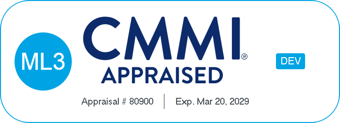 CMMI DEV ML3 Appraisal 80900 Expires 3/20/2029, click to open new tab to CMMI appraisal details page